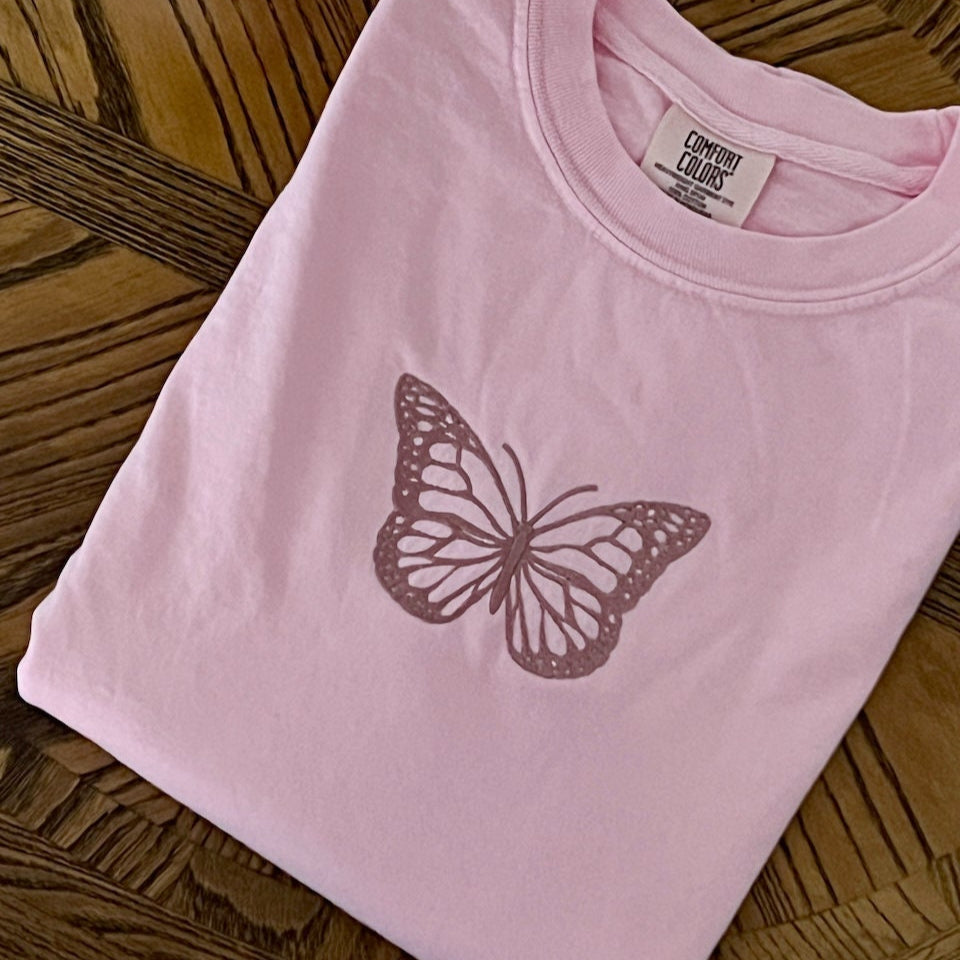 Butterfly Embroidered Comfort Colors Shirt