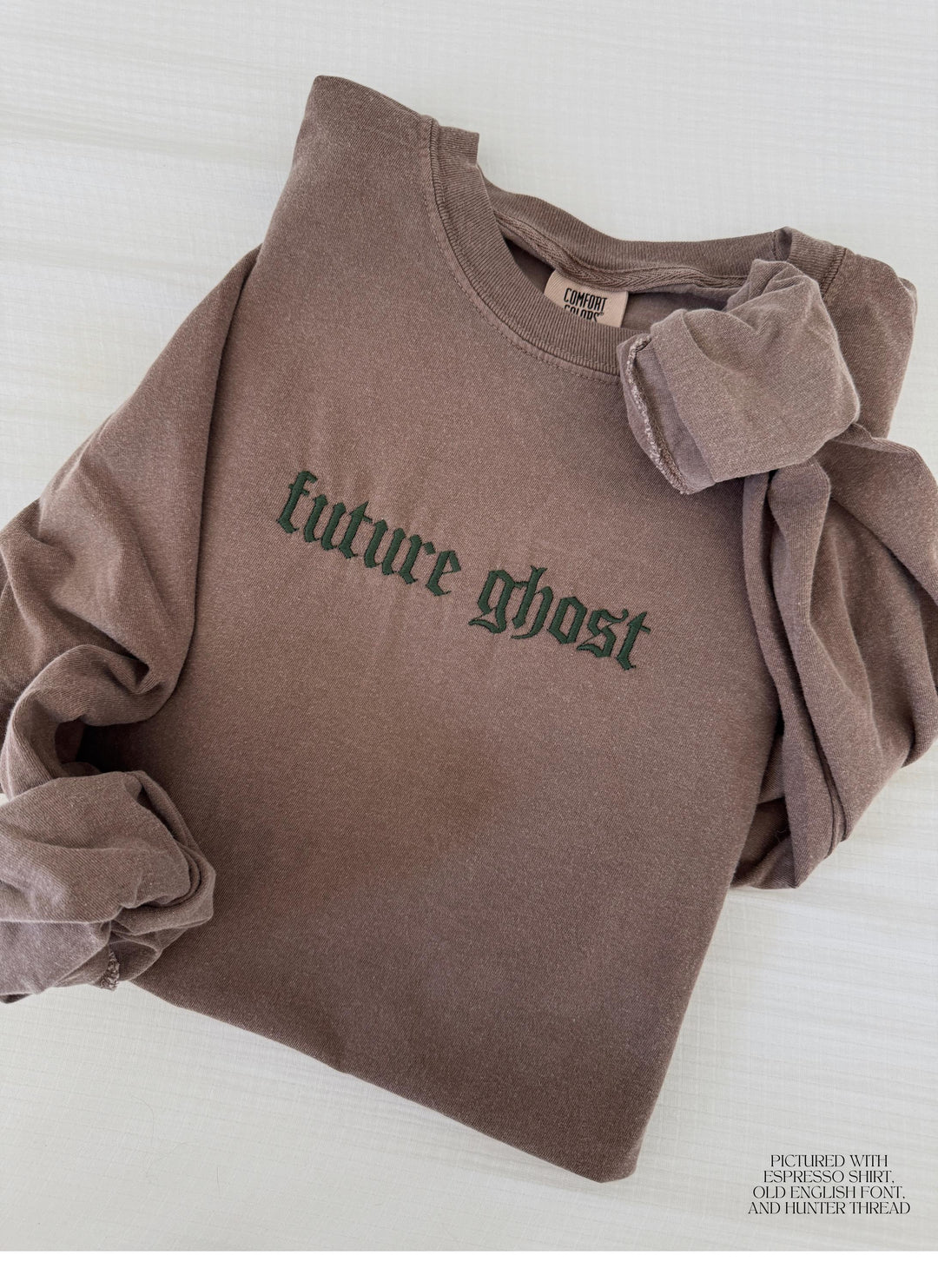 Embroidered Custom Comfort Colors Long Sleeve Tee, Custom Your Text Embroidered Ultra Soft Long Sleeved Tee, Monochromatic Winter TShirts