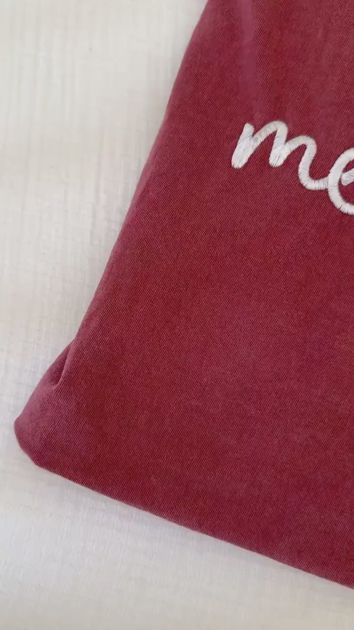 Embroidered Merry Comfort Colors Tee, Embroidered Ultra Soft Xmas Tee, Christmas TShirts, Short Sleeve Shirt