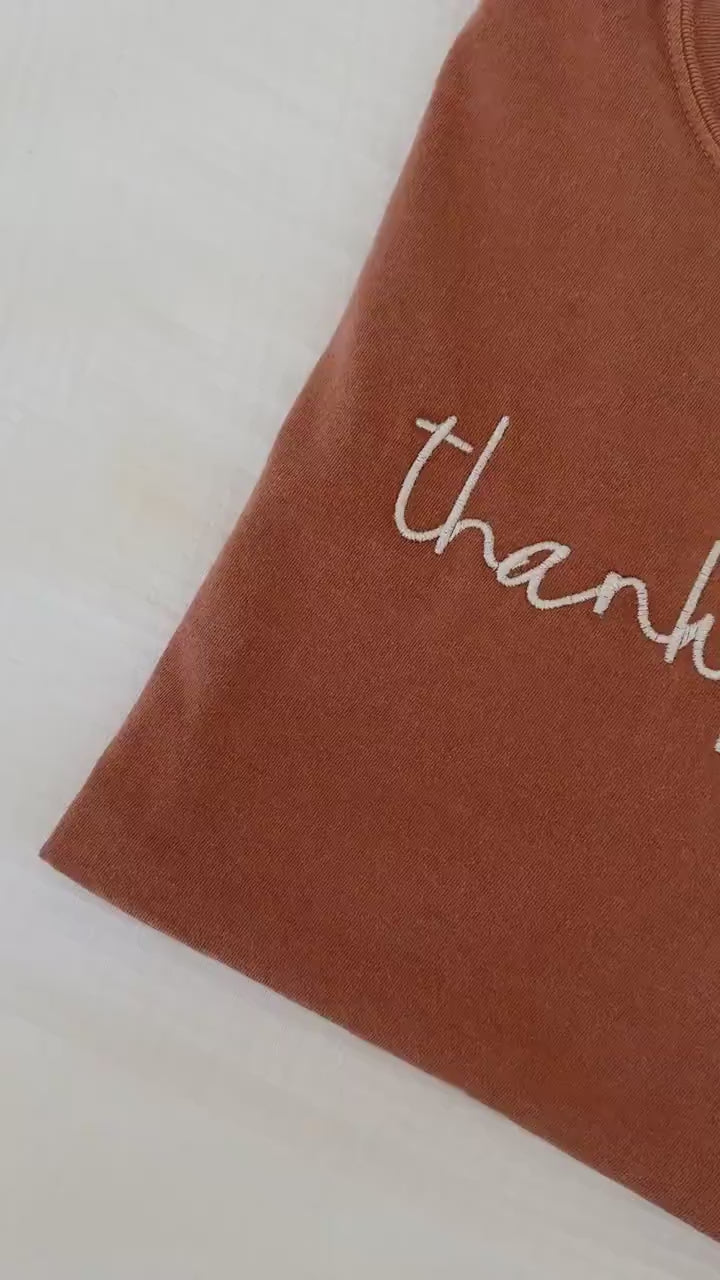 Embroidered Thanksgiving Comfort Colors Tee, Embroidered Ultra Soft Autumn Tee, Thanks giving TShirts